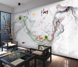 3d Bedroom Wallpaper Modern minimalist abstract artistic conception line landscape painting new Chinese mural wall paper