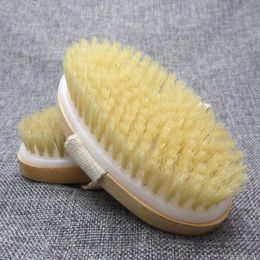 Dry Skin Body Soft Natural Bristle Brush Wooden Bath Shower Bristle Brush SPA Body Brush without Handle Fast Shipping