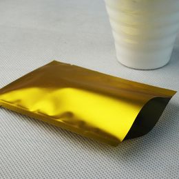 200pcs/lot Golden Matte Aluminium Bags - Mylar Foil Plastic Pouches Heat Sealable, Top Open Dumb Aluminized Foil Pouch, Colored Packing Sack