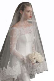 new arrive wedding veil lace appliqued single layer bridal veils 2 5 meter white or ivory veil