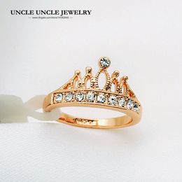 -Rose Gold Farbe Strass Retro Princess Crown Design Dame Fingerring 18kg