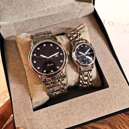Fashion luxury lovers' watches Starry sky dial men women watch Top brand Full Stainless Steel band quartz wristwatches for ladies men's Valentine's Day present