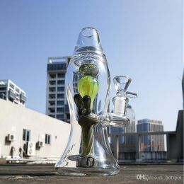 Free DHL Glass Oil Rigs Glass Beaker Bongs Glow In The Dark Bong Unique Bongs 14mm bong Colored Accents XL-LX3