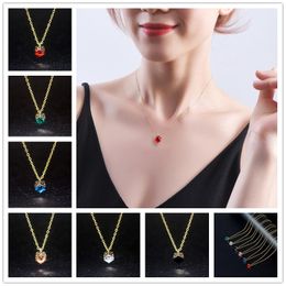 6 Colours square crystal glass pendant necklace Fashionable and Colourful accessories for ladies Gold necklace pendant accessory