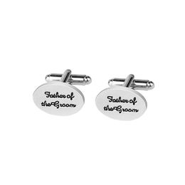 Wedding Gift Tuxedo Stylish Cufflinks Silver Plated Oval Handstamped Father of the Groom Bride French Shirt Cuff Links Jewellery Accessories