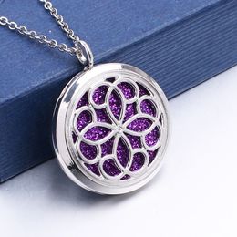 Magnetic Open Plant Flower of Life Pendant Stainless Steel Necklace Aroma Perfume Essential Oil Diffuser Lockets Jewellery