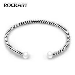Real 925 Sterling Silver Natural Fresh Water Pearl Twisted Rope Bracelet For Women Fine Jewelry S925 Wholesale