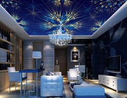 Custom PaintingBlue Colourful spiral radiant fashioCeiling Wall Mural Modern Designs 3D Living Room Bedroom Ceiling Wallpaper Papel De Parede