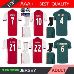 Ajax 19 20 Green Away New Soccer Jerseys Tadic Ziyech De Jong Neres De Ligt Football Sock Kits 2019 2020 Football Uniform