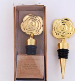 DHL Gold Rose Flower wine bottle stopper wedding Favours and gifts souvenirs bridal shower Party Event Favours Giveaways for Guests