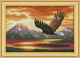The flying eagle decor paintings ,Handmade Cross Stitch Craft Tools Embroidery Needlework sets counted print on canvas DMC 14CT /11CT