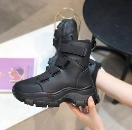 Women Ankle Boots Female Shoes Female 2020 New Autumn British Wind Leather Thick With Short hook and loop fasteners Boots size 35-39