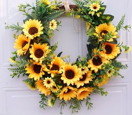 Silk Sunflower Simulation Diy Artificial Flowers Garland Lintel Door Wreath Wedding Home Room Decoration Fake Flower 1pc