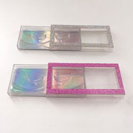 Mink Eyelashes Empty Rhinestone Lashes Case Natural Long Full Strip Eye Lash Pink Diamond Lash Box