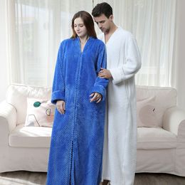 Sizwea Accappatoio Caldo Spesso Invernale Donna Uomo Corallo in Pile Camicia da Notte Bagno Indumenti da Notte Abiti da Notte Lunghi Morbidi Sciolti