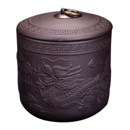 Purple Clay Dragon Phoenix Tea Caddy Seasoning Seal Box Puer Container Ceramic Tea Storage Jar Accessories Spices Tea Canister