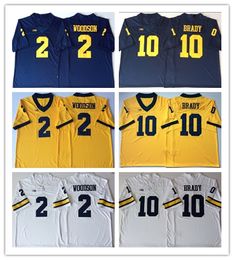 NCAA Michigan Wolverines 2019 #10 Tom Brady Jersey Hot Sale 2 Charles Woodson Navy Blue White Yellow Stitched College Football Jersey S-3XL
