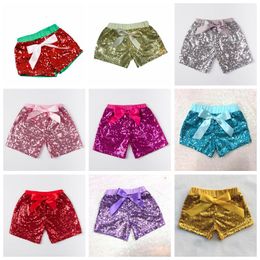 Baby Girls Sequins Shorts Pants Kids Designer Clothes Infant Glitter Bling Dance Boutique Casual Pants Fashion Bow Princess Shorts LT300