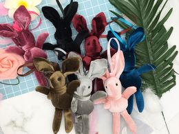 Korean velvet wishing rabbit eternal bouquet plush pendant rabbit doll Valentine's Day hand bag accessories kids toy