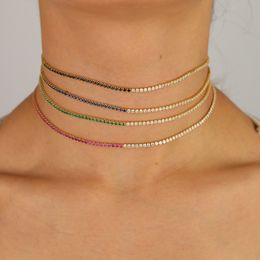 Hot sale Personalised unique Contrast Colour choker necklace half pave white cz half other Colour cz women Jewellery wholesale gold