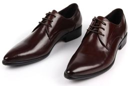 Casual Fashion Cowhide Lace-up Low Top Formal Wear Men Leather Pointed Toe Style Wedding Shoes
