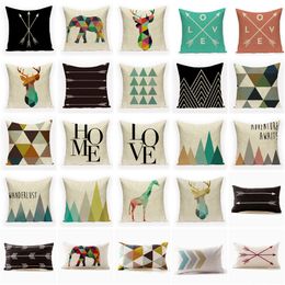 Nordic Geometric Cushion Covers Arrows Deer Elk Divano Decorativo Cuscini Decorativi Cuscino da cuscini 45 * 45 Biancheria BEIGE Cuscino Funda Cojín