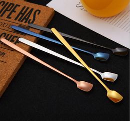 New novely Stainless Steel Long Handle Spoon Coffee Latte Ice Cream Soda Sundae Cocktail Scoop drinking Mixing spoon