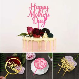 Mother's Day Acrylic Cake Toppers Mum Letters Print Cake Decoration Love Mother Birthday Party Decorative Supplies DIY Gifts
