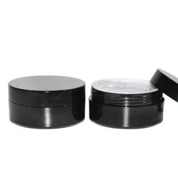 100g 100ml 3.5oz Black Plastic jar pot lid PET jar round plastic containers for cosmetics empty cream balm refillable jars LX1833