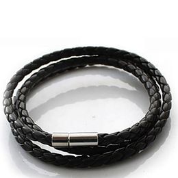 S196 Fashion Jewellery Men Black Leather Bracelet Gift Rope Bracelets Pulseras Punk Cord Braided Couple Bracelet