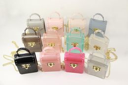 Baby Mädchen Jelly Bag Mode Kinder Candy Farbe Prinzessin Handtasche Mode Gel Kinder Metallschnalle Kette einzelne Umhängetasche