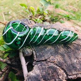 Pupa Style Glass Hand Pipes Smoking Pipe For Tobacco Burner Green Wave Dab Rig Colourful 11cm Length