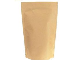 Leotrusting 100pcs/lot Resealable Flat Bottom Kraft Paper Zi Packaging Bag Paper Zip Pouch Coffee Powder Gift Paper