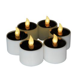6pcs Solar Power Tealight Warm White Flickering Flameless Candle Lights for Wedding Holiday,Window,Garden,home Decoration
