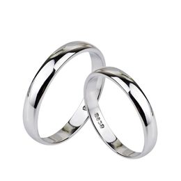 925 Sterling Silver Smooth Simple Couple Rings Solid Wedding Band Rings Fashion Jewellery For Women Men