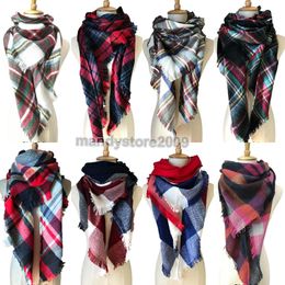 Women Plaid Scarves Grid Tassel Wrap Oversized Cheque Shawl Winter Neckerchief Lattice Triangle Blanket Scarf Free Shipping