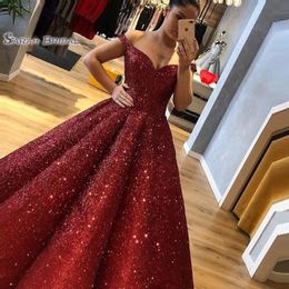 gold colored prom dresses UK - Sequined Off The Shoulder Prom Party Dresses Evening Wear In Stock Hot Sales High-end Occasion Dress