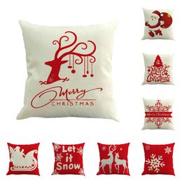 Merry Christmas Pillows Case Xmas Pillow Cover Reindeer Elk Throw Cushion Tree Sofa Covers Santa Claus Decorations