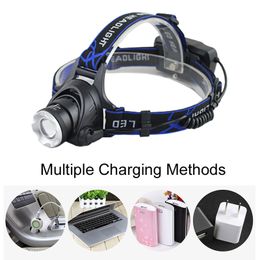 10000LM CREE XM-L T6 LED Headlamp Tactical Headlight Flashlight rechargeable、WRD 