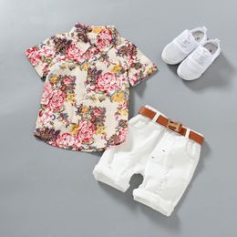 Gentleman Kids Baby Boys Rose Bow Tie Shirt Tops+Short Pants Clothes Outfits Set