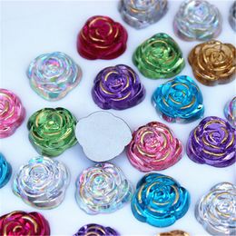 New Fashion Style Rose Flower AB Resin Flatback 19mm Clothes/Bag Decor Craft DIY 