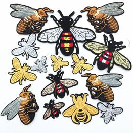 set of flying bees PATCHES Embroidery badge Iron On Embroidered Applique black yellow white insect cute
