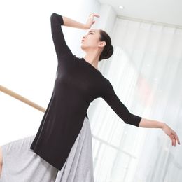 Adult Black Lantern Sleeve Ballet Dance Tops Women Yoga Modern Shirts Ballerina