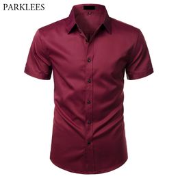 camisa de vestir color vino para hombres