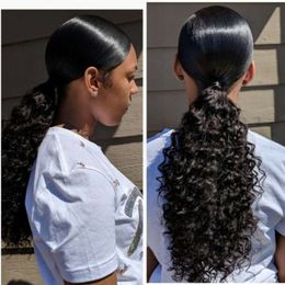human hair ponytail drawstring