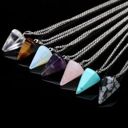 Lucky 7 Chakra Pirámide Collar Cristal Colgante de piedras preciosas Radiestesia Reiki Curación 1