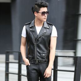 leather jacket sleeveless mens Brandslock Mens Genuine Sheepskin