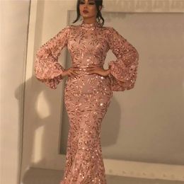 rose gold prom dress long sleeve