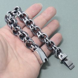 12 mm Moda Fantástico De Acero Inoxidable Pulsera Joyería de enlace de cordón de plata para hombre 8.66"
