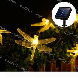 24 LED Solar libélula o mariposa jardín Hadas Cadena De Luces